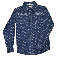 Youth Boy's CH "Muted Chevrons" Navy Long Sleeve Western Shirt from Cowboy Hardware