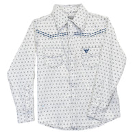 Youth Boy's CH "Muted Chevrons" White Long Sleeve Western Shirt from Cowboy Hardware