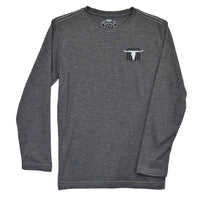 Youth Boy's CH "Skull Banner" Charcoal Long Sleeve T-Shirt from Cowboy Hardware