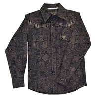 Youth Boy's CH "Tooled Floral" Brown Long Sleeve Western Shirt from Cowboy Hardware
