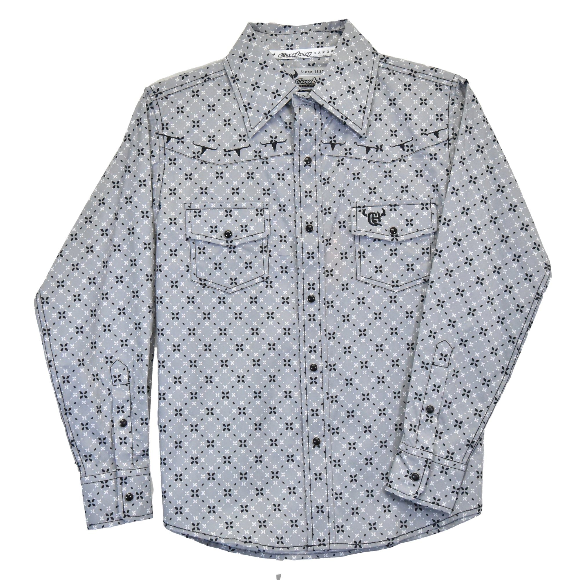 Youth Boy's CH Gray "Wild Jewel" Long Sleeve Western Shirt