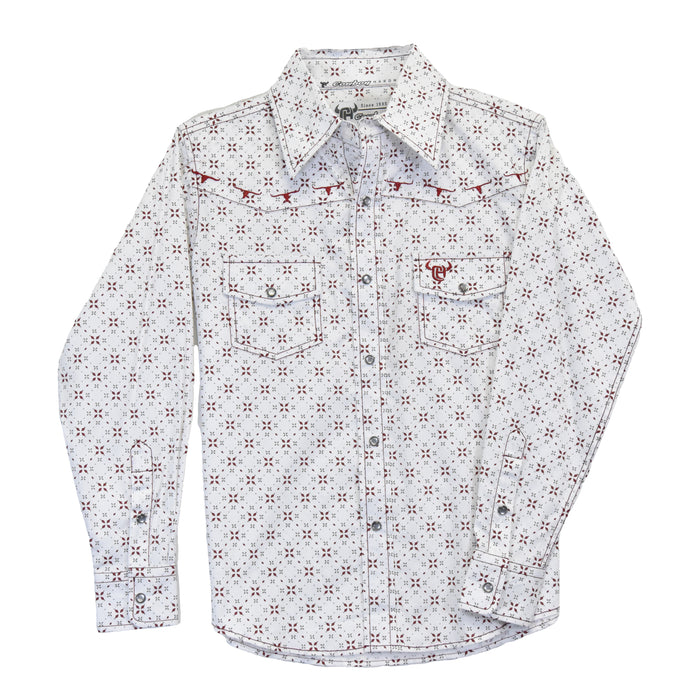 Youth Boy's CH "Wild Jewel" White Long Sleeve Western Shirt from Cowboy Hardware