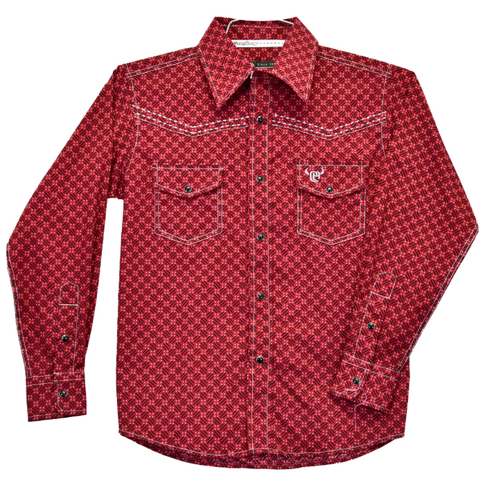 Youth Boy's Chili "Geo Morse" Long Sleeve Western Shirt from Cowboy Hardware