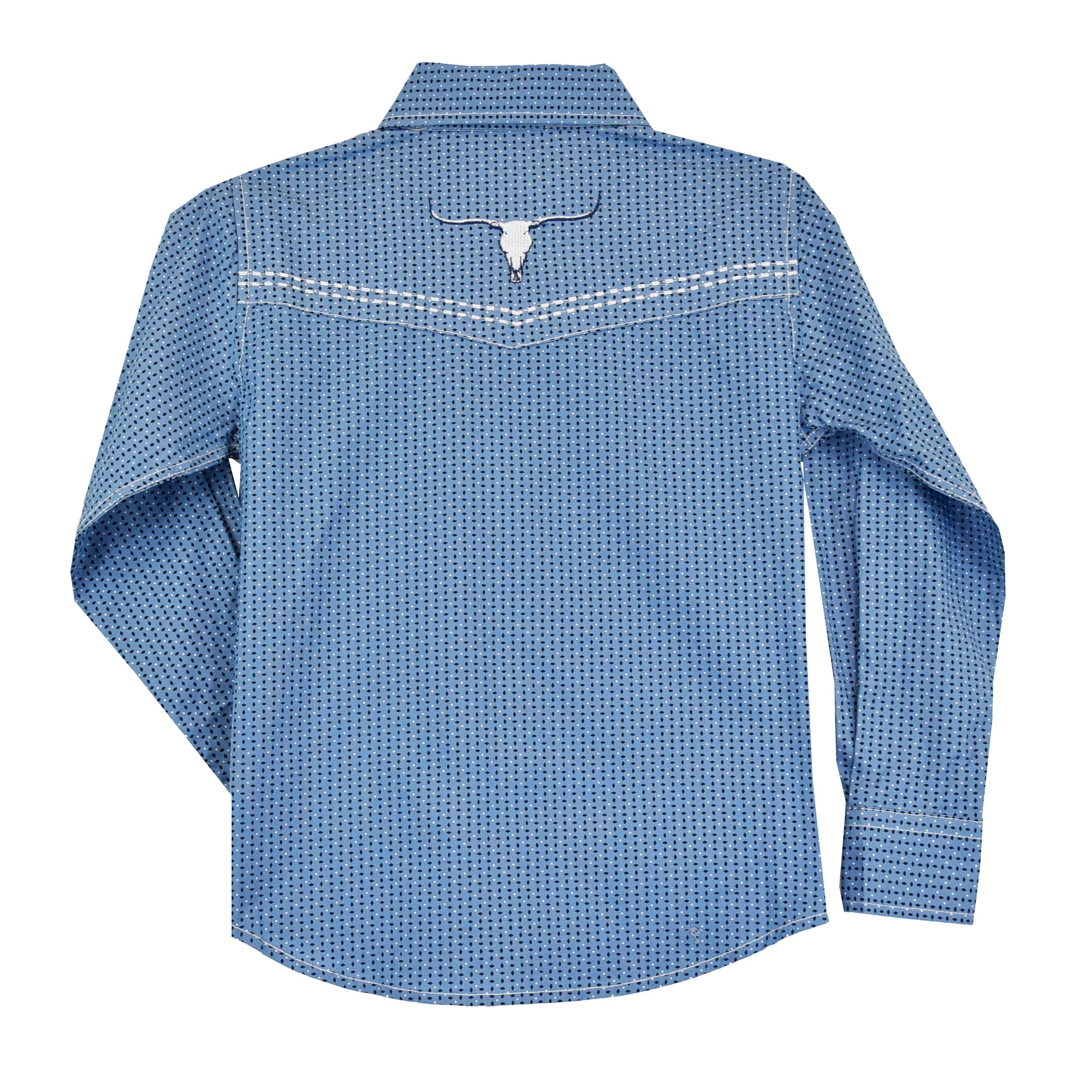 Youth Boy's Cobalt "Solid" Long Sleeve Western Shirt from Cowboy Hardware Back