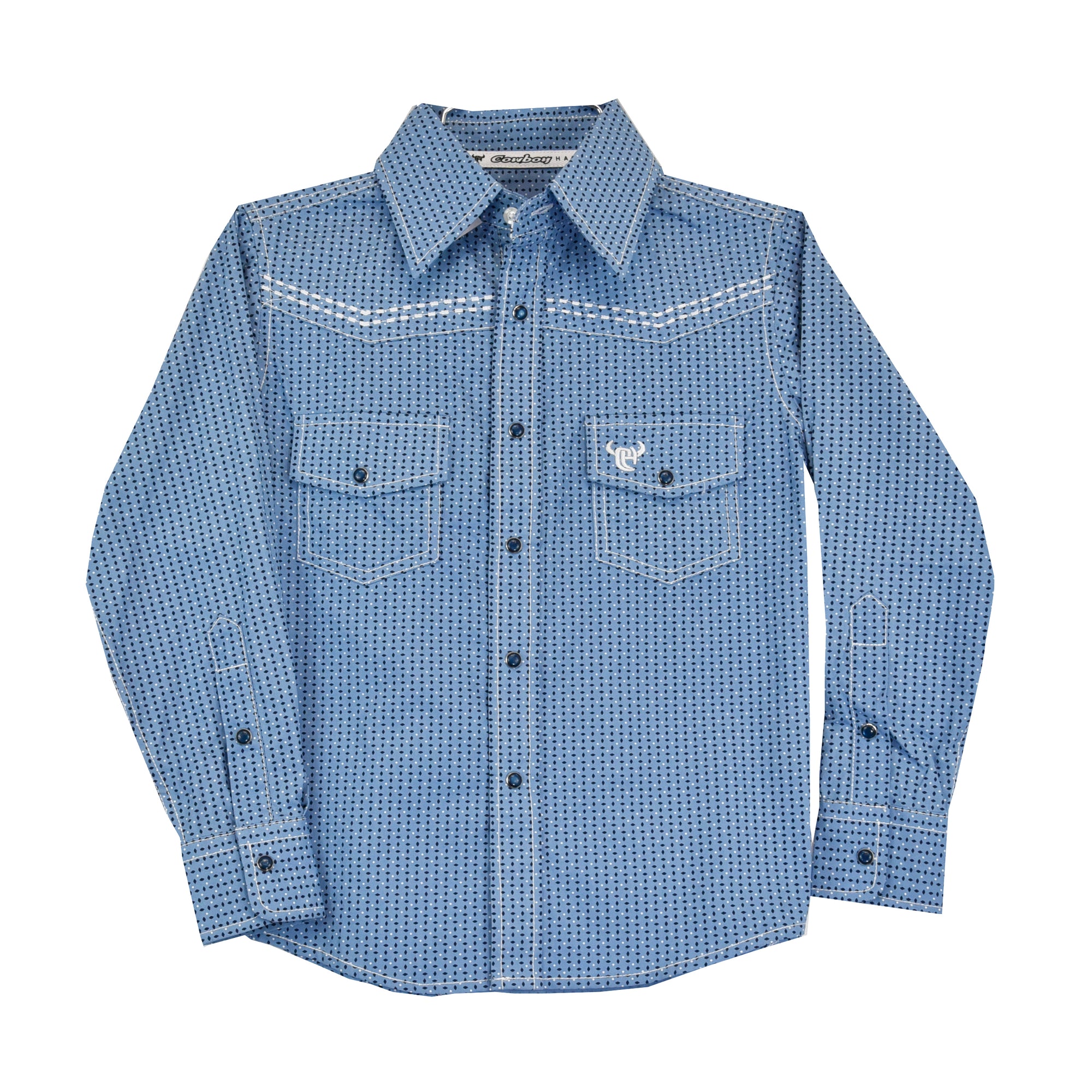 Youth Boy's Cobalt "Solid" Long Sleeve Western Shirt from Cowboy Hardware
