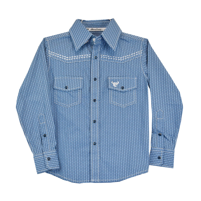 Youth Boy's Cobalt "Solid" Long Sleeve Western Shirt from Cowboy Hardware