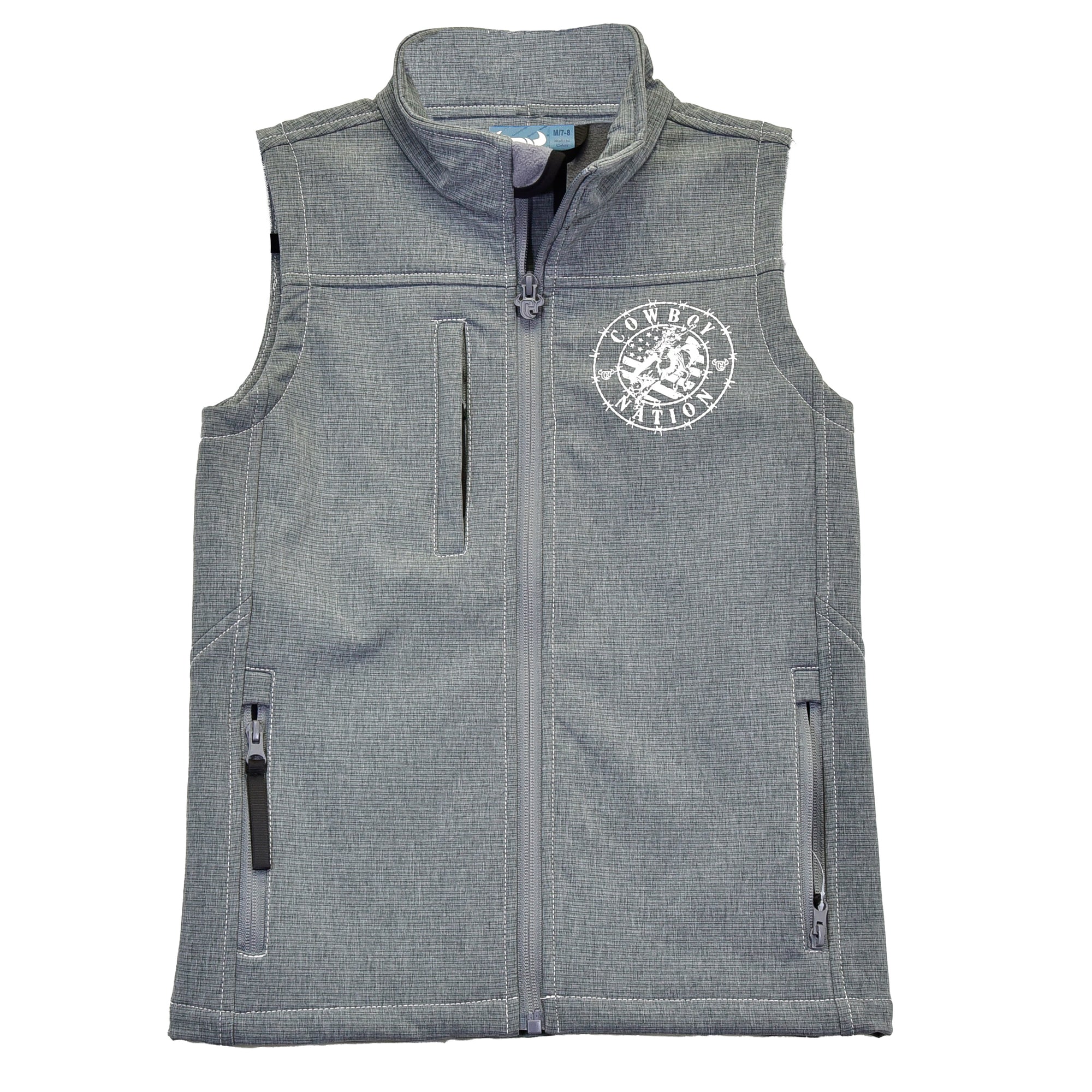 Youth Boy's Gray "Cowboy Nation" Polyshell Vest from Cowboy Hardware