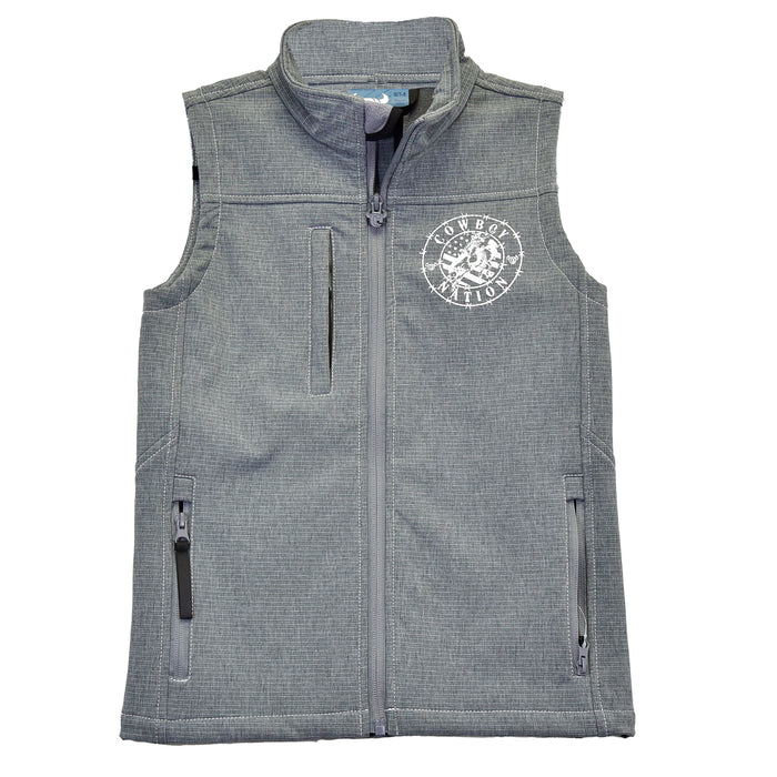 Youth Boy's Gray "Cowboy Nation" Polyshell Vest from Cowboy Hardware