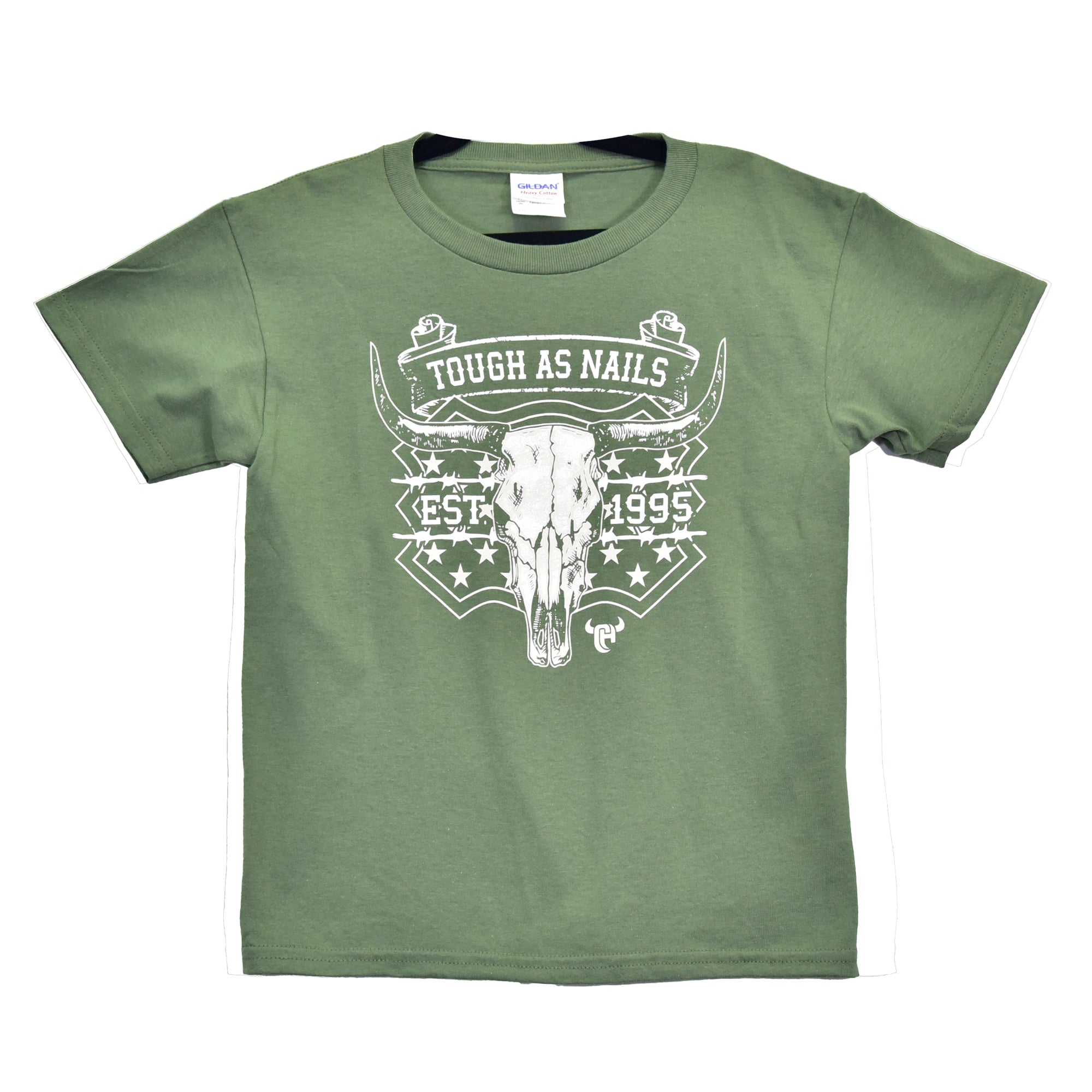 Youth Boy's Military Green "Tough as Nails" Short Sleeve T-Shirt from Cowboy Hardware