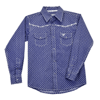 Youth Boy's Navy "Cross Floral" Long Sleeve Western Shirt from Cowboy Hardware