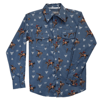 Youth Boy's Slate Blue "Vintage Bronc" Long Sleeve Western Shirt from Cowboy Hardware