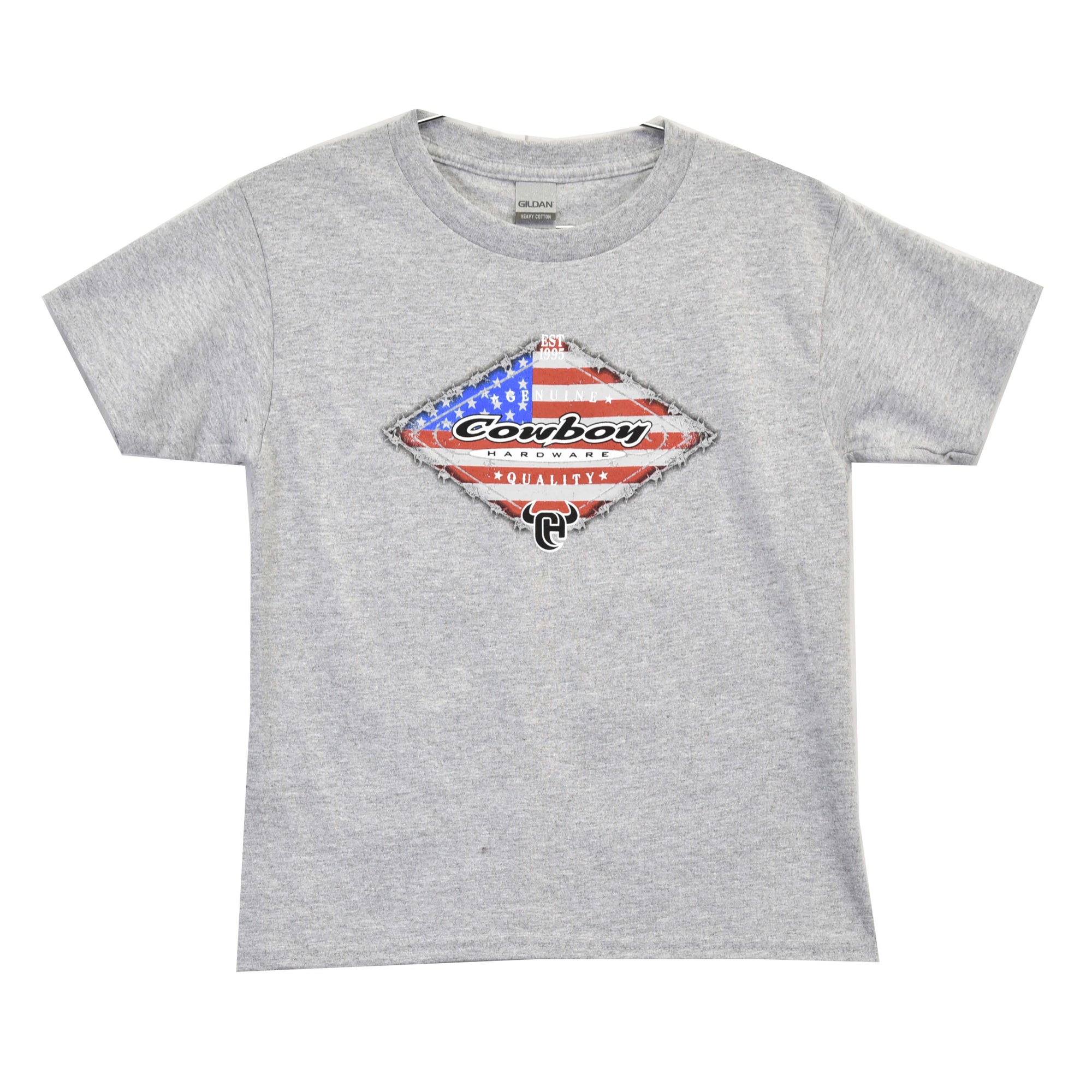 Youth Boy's Sport Gray "Genuine Quality" Short Sleeve T-Shirt from Cowboy Hardware