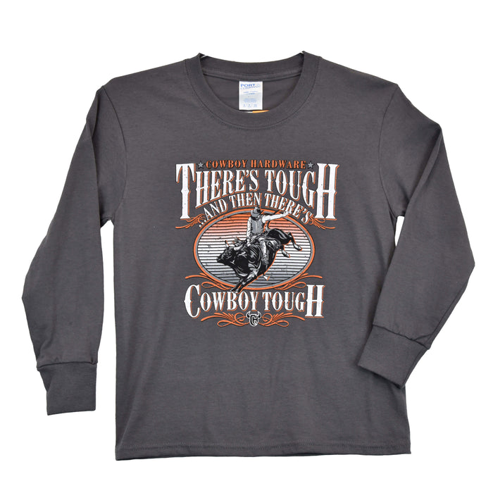 Youth Boy's There's Tough Long Sleeve Grey Tee from Cowboy Hardware