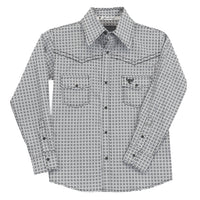Youth Boy's White "Twisted Adobe" Long Sleeve Western Shirt from Cowboy Hardware