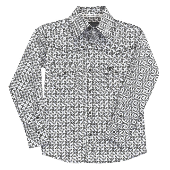 Youth Boy's White "Twisted Adobe" Long Sleeve Western Shirt from Cowboy Hardware