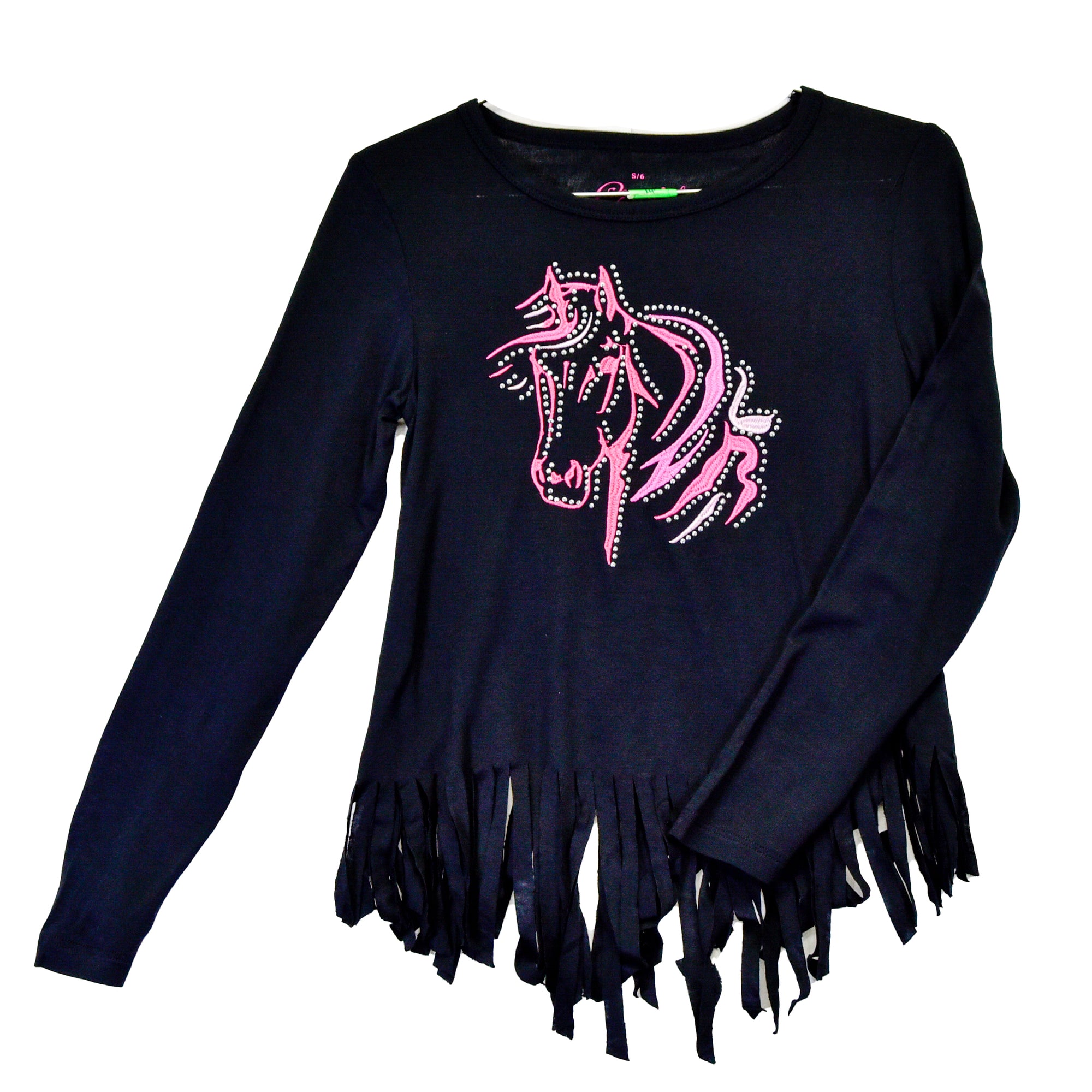 Youth Girl’s CH Black “Bella Horse” Long Sleeve T-Shirt from Cowboy Hardware