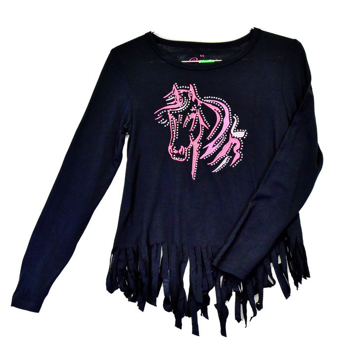 Youth Girl’s CH Black “Bella Horse” Long Sleeve T-Shirt from Cowboy Hardware