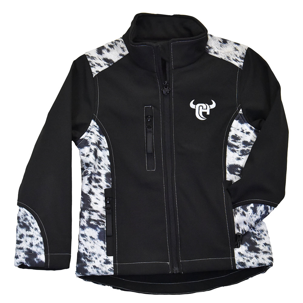 Youth Girl's CH Black "Cowhide Accent" Poly Shell Jacket from Cowboy Hardware