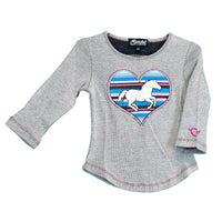 Youth Girl’s CH Gray “Serape Horse” Long Sleeve Thermal Shirt from Cowboy Hardware
