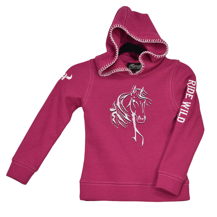 Youth Girl's CH Hot Pink "Bella Horse" Long Sleeve Thermal Shirt from Cowboy Hardware