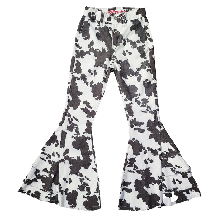 Youth Girl's CH Medium Wash "All Over Cowprint" Jeans from Cowboy Hardware