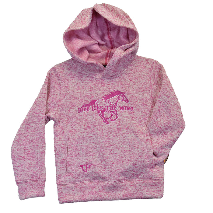 Youth Girl's CH Pink "Ride Like the Wind" Fleece Hoodie from Cowboy Hardware