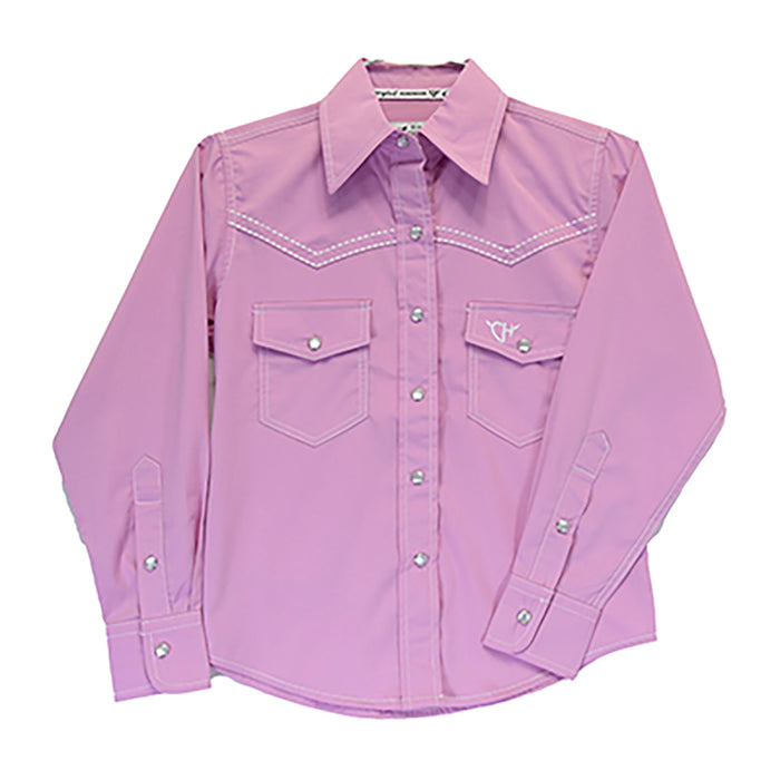 Youth Girl's CH Pink "Solid" Long Sleeve Western Shirt from Cowboy Hardware