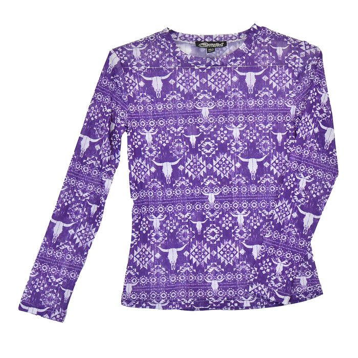 Youth Girl's CH Purple "Mayan Skull" Long Sleeve Top from Cowboy Hardware