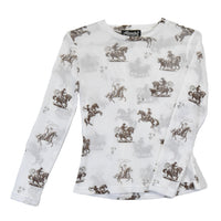 Youth Girl’s CH White “Desert Bronc Mesh” Long Sleeve Top from Cowboy Hardware