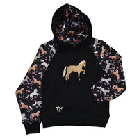 Youth Girl's CH "Horse Flowers" Black Hoodie from Cowboy Hardware