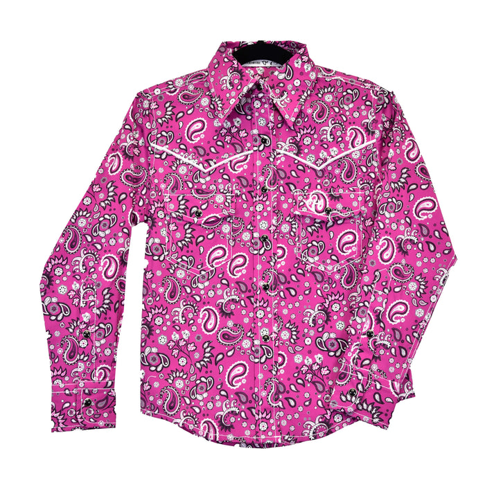 Youth Girl's Cowgirl Hardware Berry "Fun Paisley" Long Sleeve Western Shirt from Cowboy Hardware