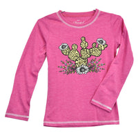 Youth Girl's Cowgirl Hardware Berry "Leopard Cactus" Long Sleeve Top from Cowboy Hardware