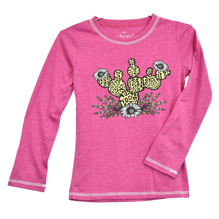 Youth Girl's Cowgirl Hardware Berry "Leopard Cactus" Long Sleeve Top from Cowboy Hardware