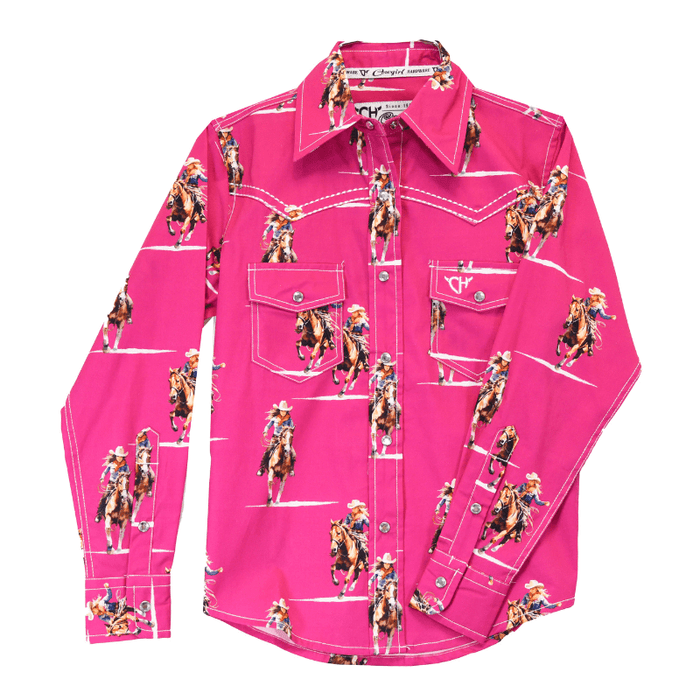 Youth Girl's Cowgirl Hardware Berry "Vintage Cowgirl" Long Sleeve Western Shirt from Cowboy Hardware