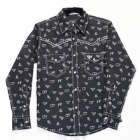 Youth Girl's Cowgirl Hardware Black "Branding Irons" Long Sleeve Western Shirt from Cowboy Hardware