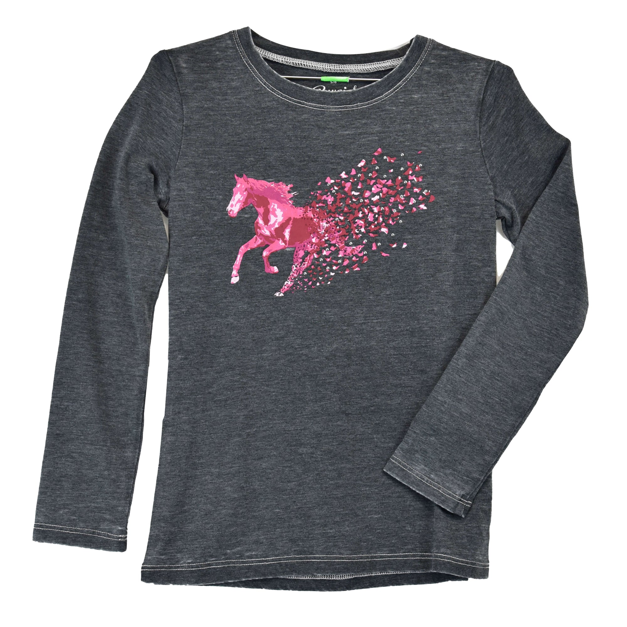 Youth Girl's Cowgirl Hardware Black Butterfly Horse Long Sleeve Tee from Cowboy Hardware