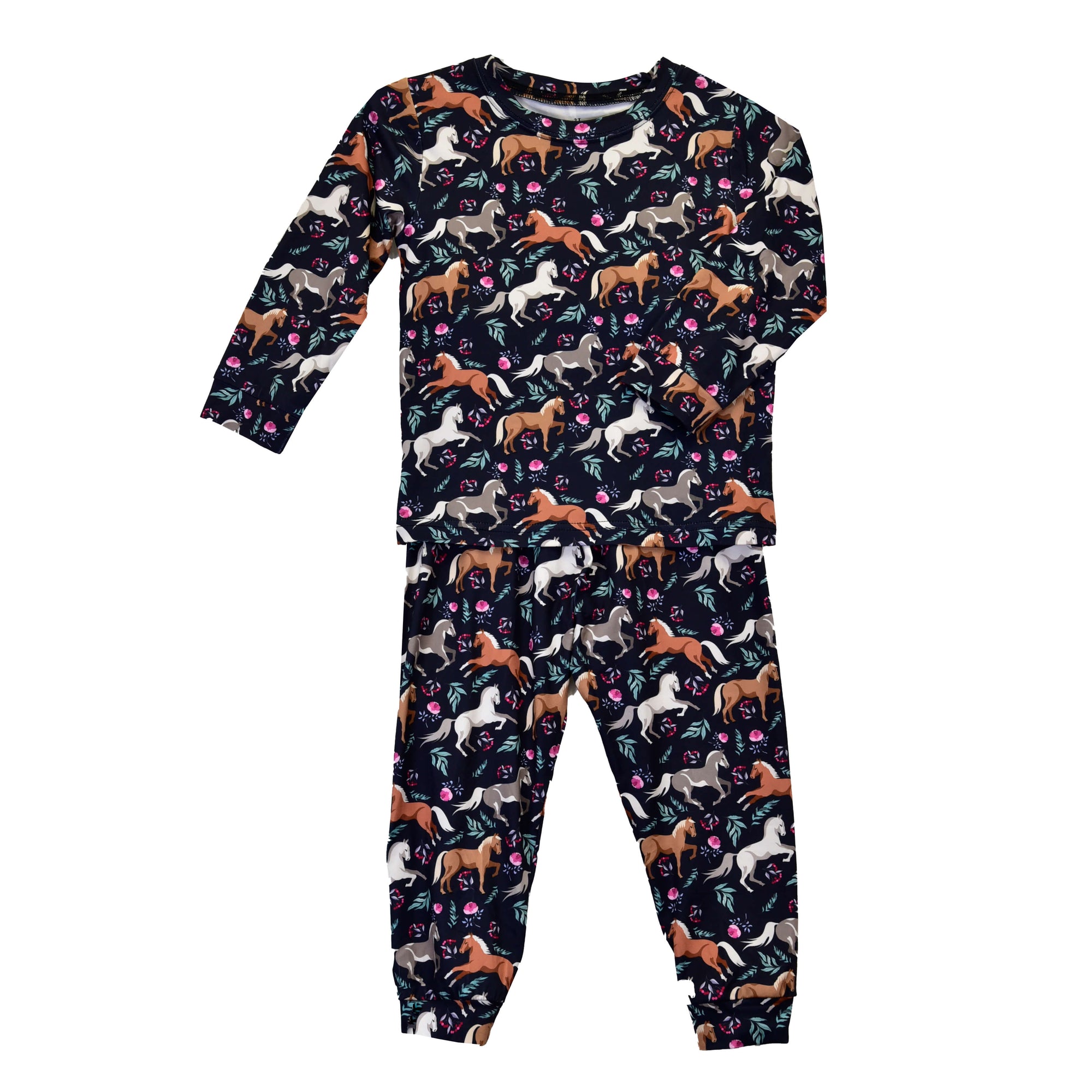 Youth Girl's Cowgirl Hardware Black "Horse Flowers" Playset/Western Pajamas from Cowboy Hardware
