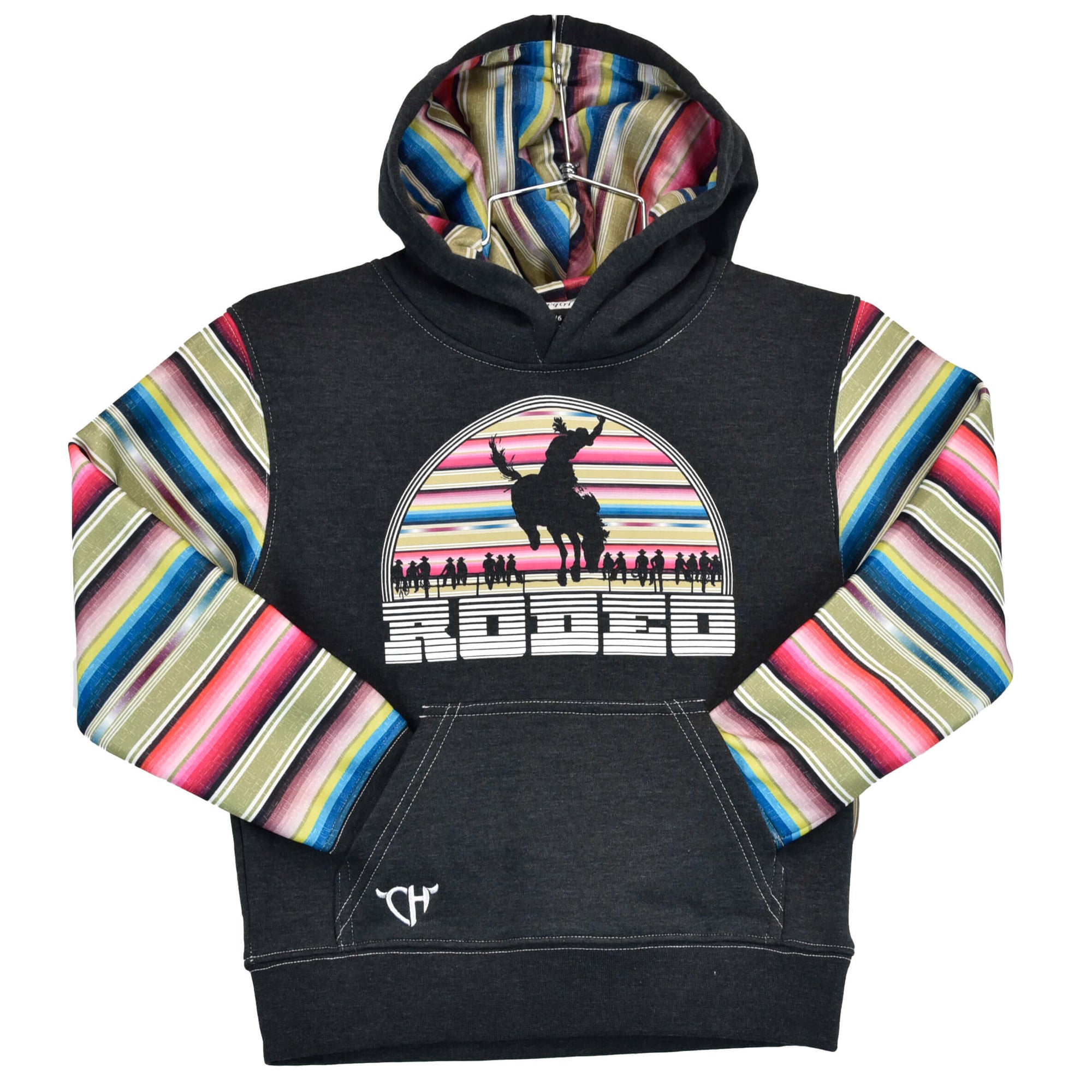 Youth Girl's Cowgirl Hardware Black "Serape Rodeo" Fleece Hoody from Cowboy Hardware