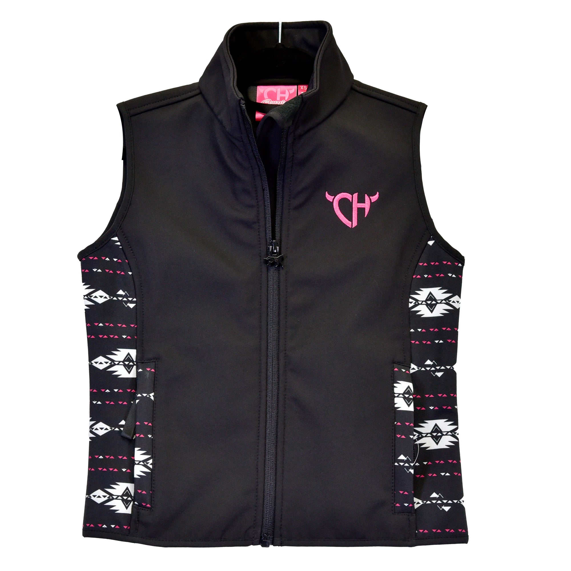 Youth Girl's Cowgirl Hardware Black "Tonal Accent" Poly Shell Vest from Cowboy Hardware