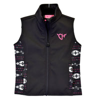 Youth Girl's Cowgirl Hardware Black "Tonal Accent" Poly Shell Vest from Cowboy Hardware