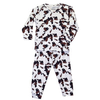 Youth Girl's Cowgirl Hardware Black/Brown "Moody Cow Print" Playset/Western Pajamas from Cowboy Hardware