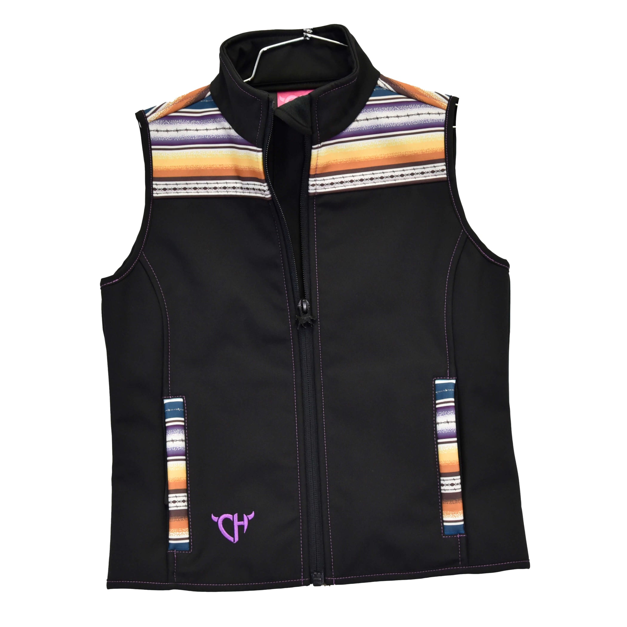 Girls Serape Yoke Accent Poly Shell Vest by Cowboy Hardware