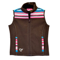 Youth Girl's Cowgirl Hardware Dark Chocolate "Serape Yoke" Poly Shell Vest from Cowboy Hardware