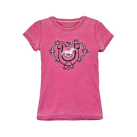 Youth Girl's Cowgirl Hardware Hot Pink "Barbed Heart" Short Sleeve Top from Cowboy Hardware
