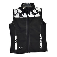 Youth Girl's Cowgirl Hardware Jet Black Cowprint Yoke Poly Shell Vest from Cowboy Hardware