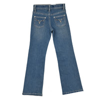 Youth Girl's Cowgirl Hardware Medium Wash "Aztec Skull" Boot Cut Jeans from Cowboy Hardware