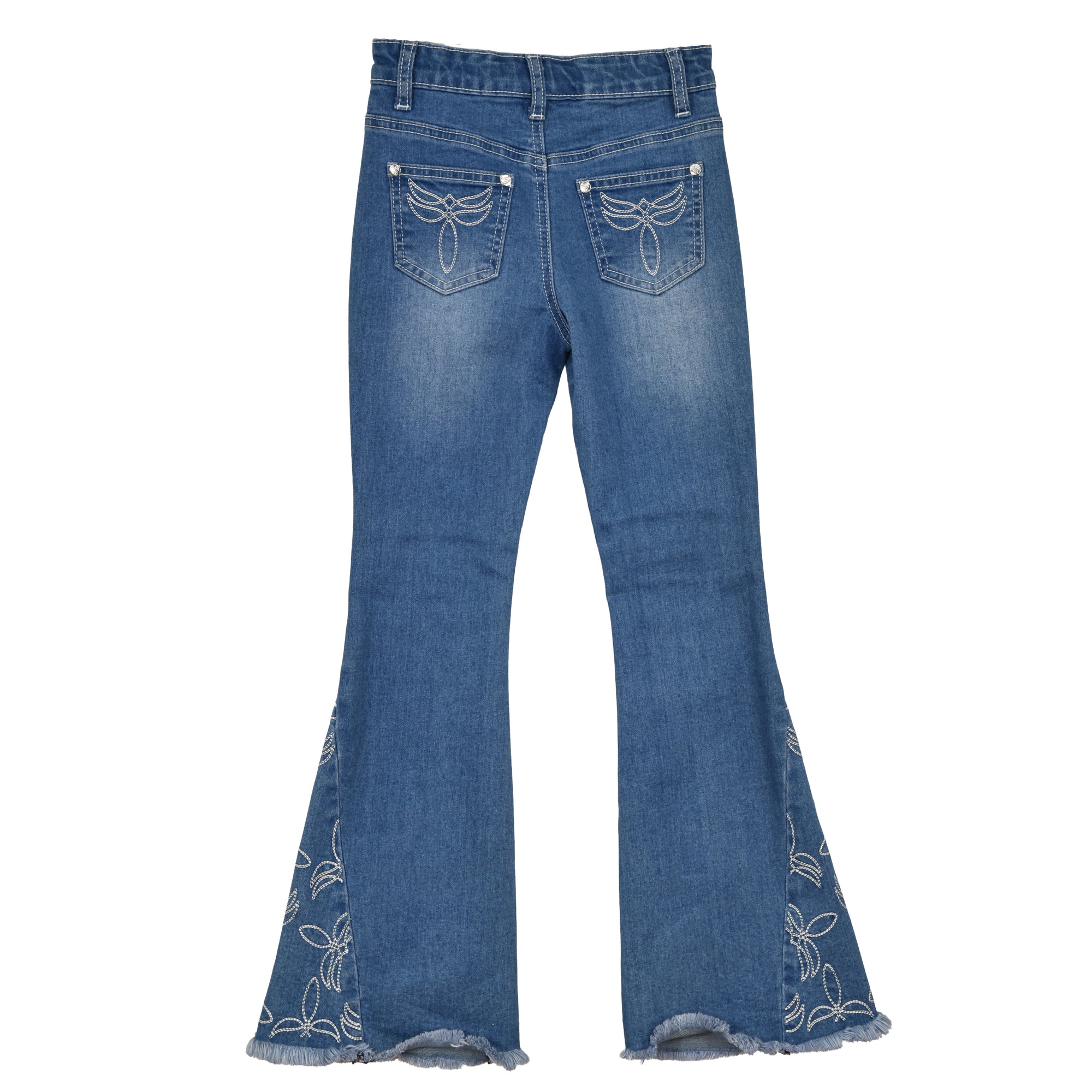 Youth Girl's Cowgirl Hardware Medium Wash "Boot Stitch Emb." Flare Leg Jeans from Cowboy Hardware
