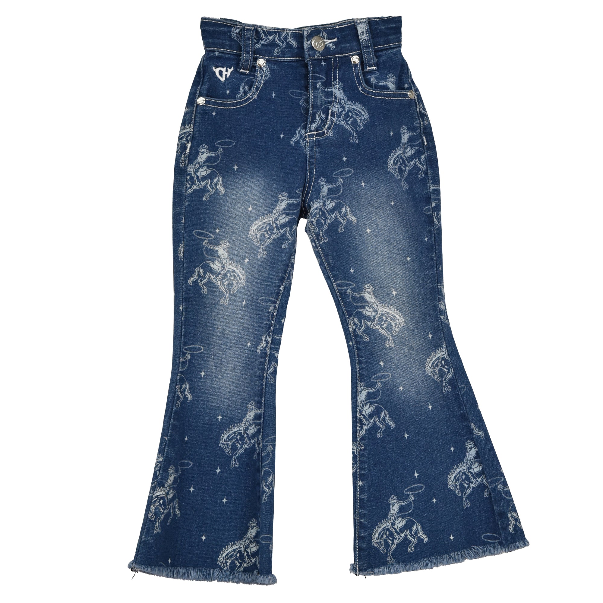 Youth Girl's Cowgirl Hardware Medium Wash "Buck N Boots" Flare Leg Jeans from Cowboy Hardware