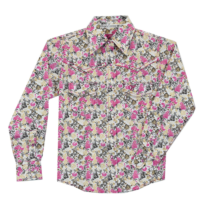 Youth Girl's Cowgirl Hardware Pink Floral Country Long Sleeve Western Shirt from Cowboy Hardware