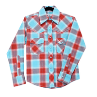 Youth Girl's Cowgirl Hardware Red "Hombre" Long Sleeve Western Shirt from Cowboy Hardware